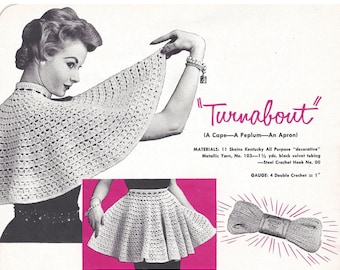 Turnabout Vintage Cape/Apron Crochet Pattern PDF| Vintage Cape Pattern | vintage Apron Pattern | Digital Download