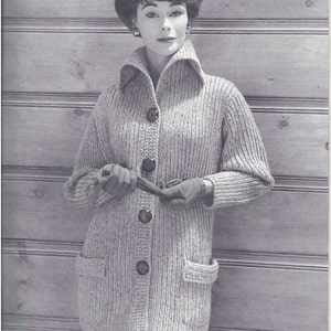 1960 Car Coat Knitting Pattern PDF