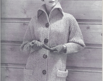 1960 Car Coat Knitting Pattern PDF