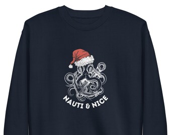 Nauti & Nice Octopus Santa Hat Unisex Premium Sweatshirt
