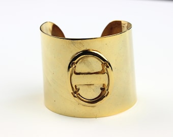 Cuff Bracelet Blank with Cabochon Center: DIY Jewelry Supply