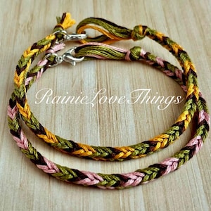 Handmade Couples Love Matching Bracelet His and Hers Green and Rose Pink Friendship Bracelet Pulsera de Pareja Couple Bracelets Set of 2