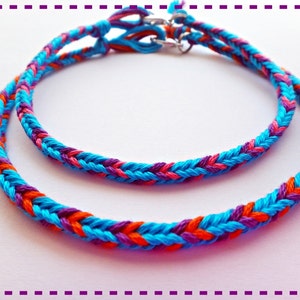 Passende Paare Armbänder Blau, Lila & Orange Handgefertigtes Freundschaftsarmband Paar Armspangen Set von 2