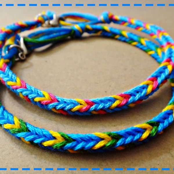 Blue Couples Matching Love Bracelet BFF Friendship Bracelet Couple Bracelets Pulsera de Pareja Yellow Green and Pink Set of 2