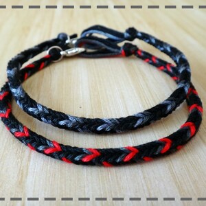 Paare Matching Love Armband Handmade BFF Freundschaftsarmband Paare Armbänder Pulsera de Pareja Schwarz Rot Grau 2er Set