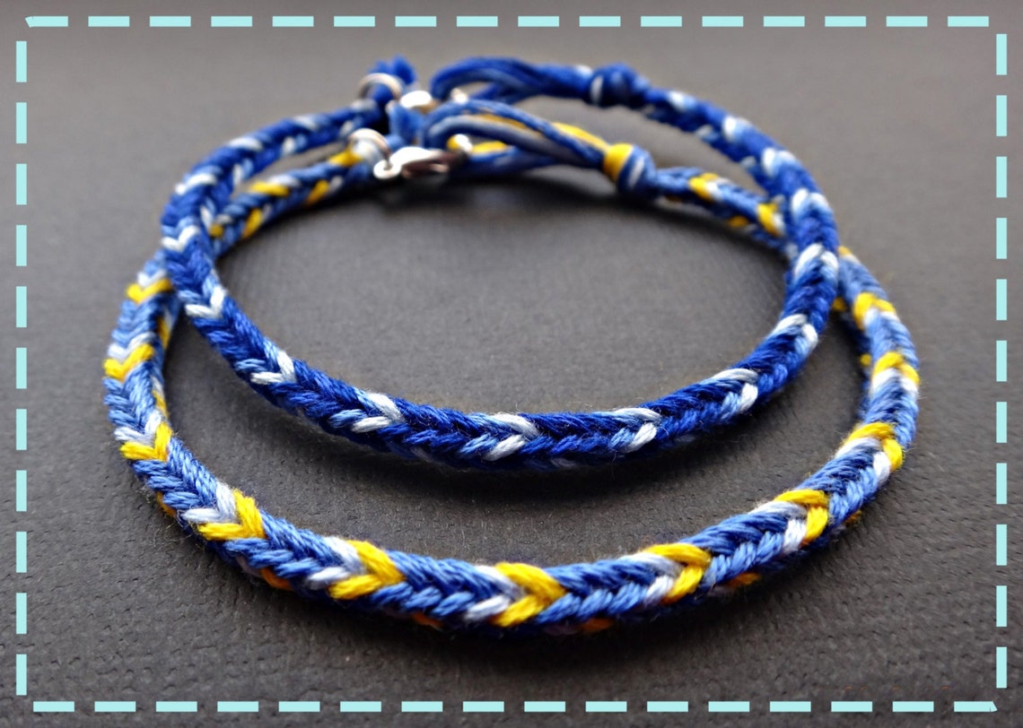 Handmade Junior Boy Friendship Bracelet Couple Bracelets Blue Yellow