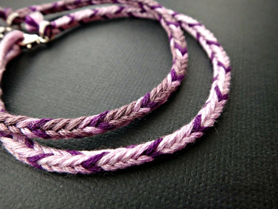 Purple Handmade Friendship Bracelet Couple Bracelets Set of