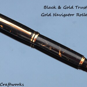 Black & Gold Trustone Rollerball Pen