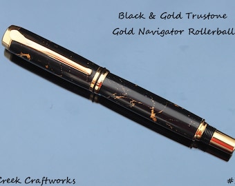 Black & Gold Trustone Rollerball Pen