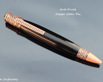 Antique Copper Arch Druid Bog Oak Swarovski Pen