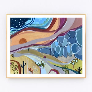 Sunset and Vine- Fine Art Print- Abstract Cacti Saguaro Desert Sunset - California