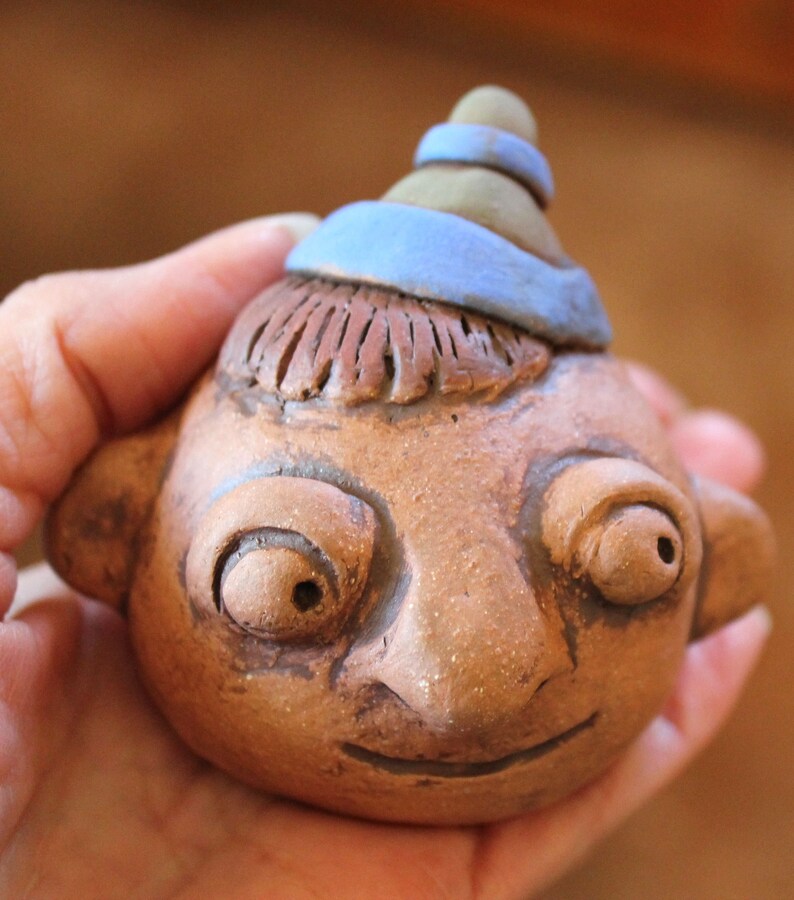 Handmade Clay Whistle 2 hole Ocarina Folk Art Primitive Etsy