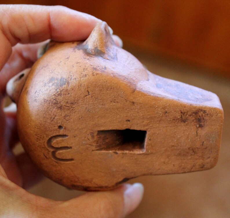 Handmade Clay Whistle 2 hole Ocarina Folk Art Primitive Etsy