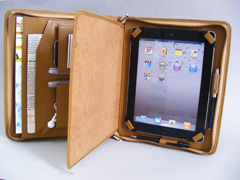 Ipad Leather Portfolio Case With the Writing Pad for Apple Etsy