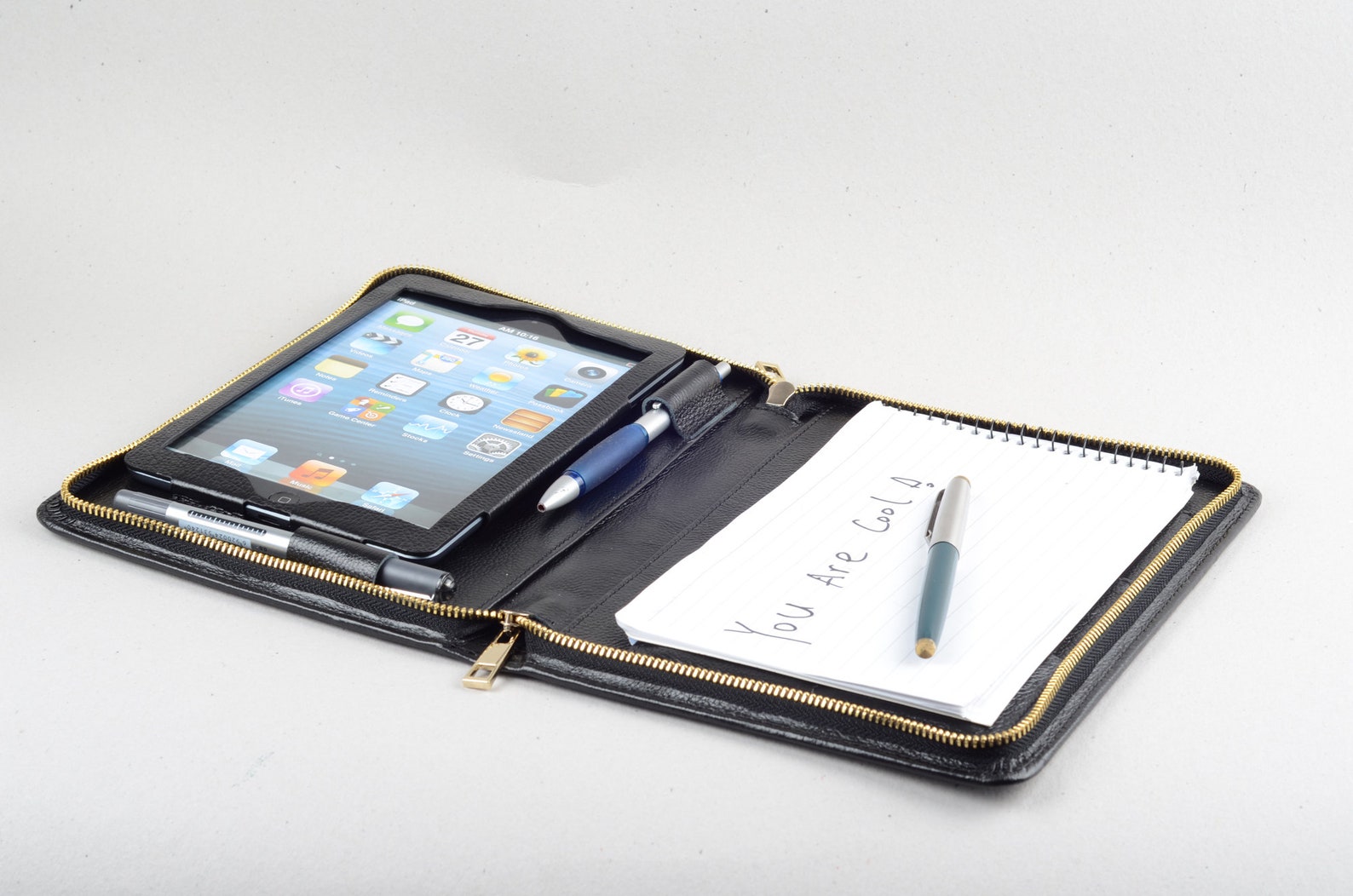 Ipad Mini Leather Portfolio Case With Writing Paper Padipad Etsy