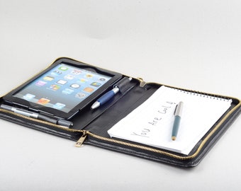 iPad Mini Läderfodral: A5 Anteckningsblock med dragkedja