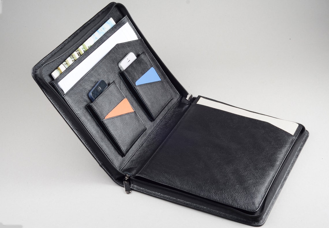 Black Leather Zipper Portfolio Case for Microsoft Surface Etsy