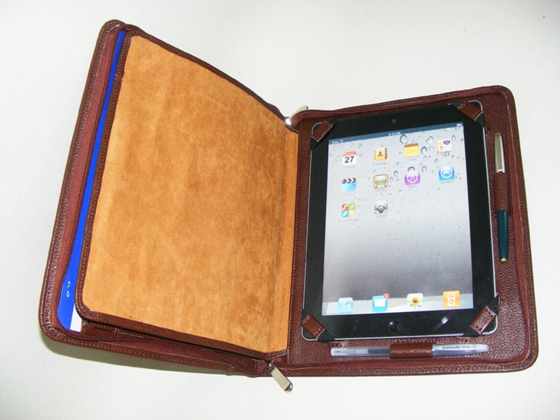 Ipad Leather Briefcaseipad Pro Portfolio Case With Iphone Etsy