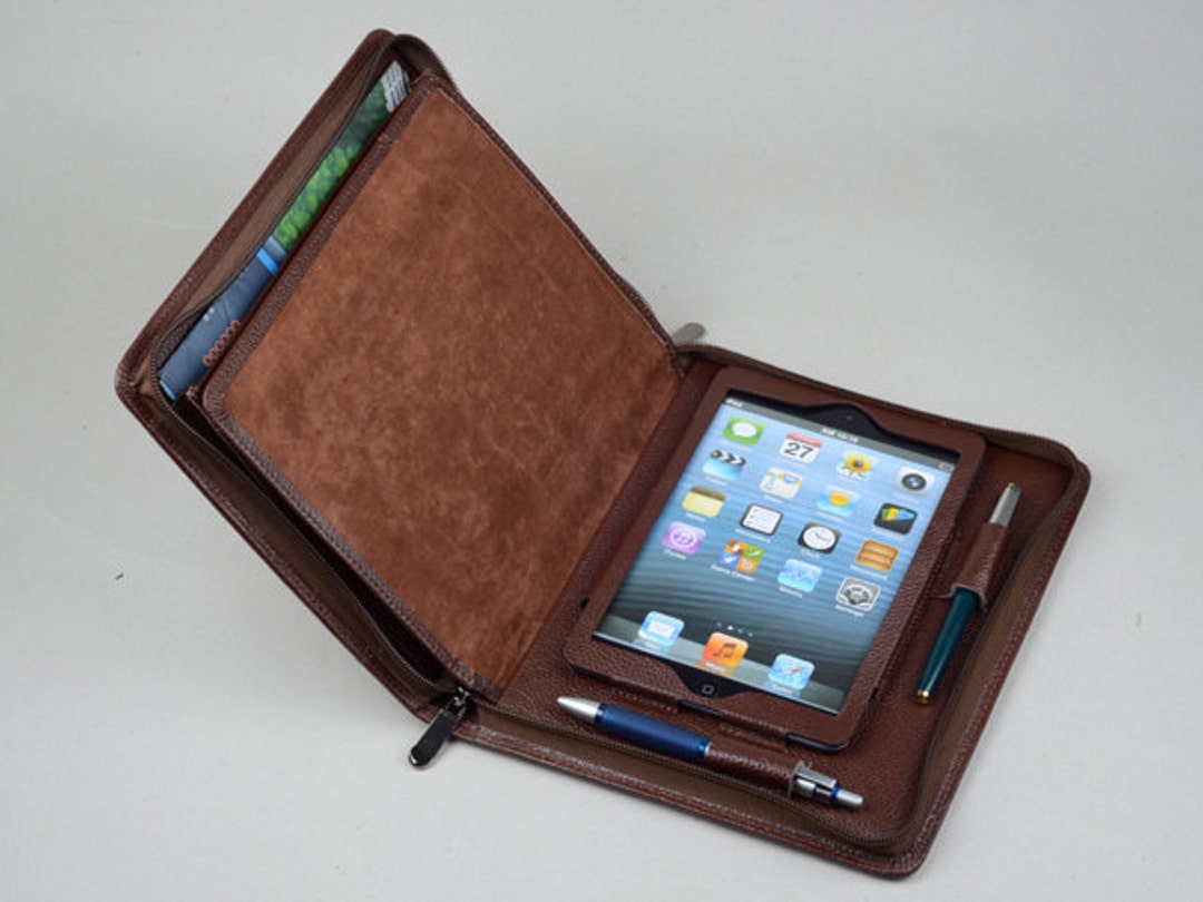 IPad Mini Leather Business Portfolio Case With Notepad With iPhone