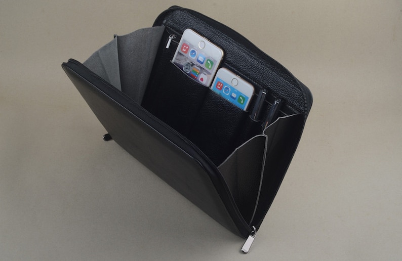 Ipad Zipper Genuine Leather Wallet Portfolio Case Ipad Air Etsy