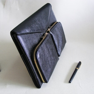 Borsa per Apple Macbook Pro Carry Case per Apple Pro con Retina Briefcase Carry e con tasche per caricabatterie e mouse in pelle nera Portfolio