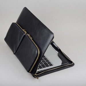 Cuero Simplism Macbook Air Cremallera alrededor de la cubierta de la cartera y Gran diseño Funda Apple Macbook Estuches de transporte para Macbook Air