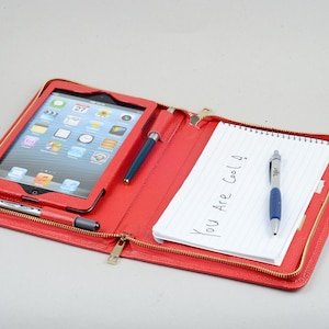Czerwone etui na iPada Mini z uchwytem na notatnik Etui na iPada Mini i iPada mini 4 Portfolio biznesowe z podkładką do pisania w formacie A5