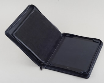 Black Leather iPad Pro Folio Case with Notepad Holder