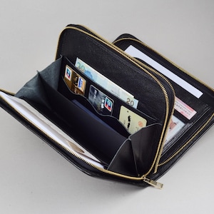 Funda para iPad con asa, de piel negra, tipo cartera, con asa para iPad de Apple, bolso de mano con asa, bolso de mano para iPad, bolso de negocios con doble cremallera