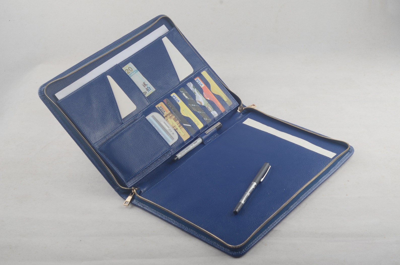 Leather Business Portfolio Caseblue Folio Cover for A4 and Etsy