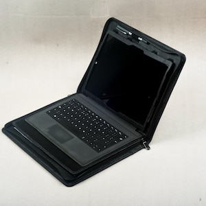 Leather Surface Pro Portfolio Case: Kickstand, Handle, A4 Pad Holder