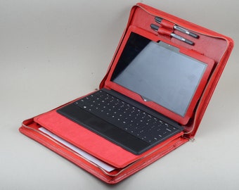 Red Leather Surface Pro Portfolio: Business Stand Briefcase