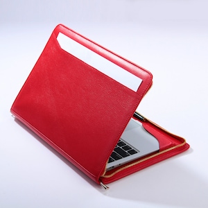 Women Red Apple Macbook Sleeve Folio,Macbook Pro Leather Briefcase,Carrying Business folio,Macbook Pro Portfolio Case,Laptop Bag,Gift Lady