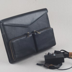 Borsa da trasporto in pelle per Surface Pro, custodia per portfolio aziendale per Surface Pro 6 con tastiera con tasca per mouse ad arco, con tasca per caricatore, per Microsoft