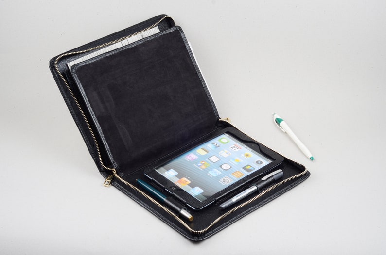 Ipad Mini Leather Briefcase With Junior A5 Notepad and Iphone Etsy