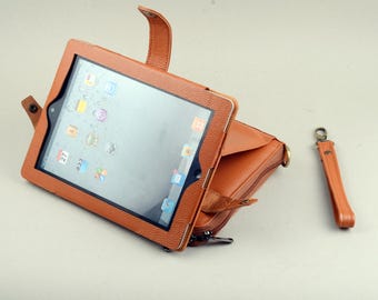 Orange Leather iPad Portfolio Case with Handle