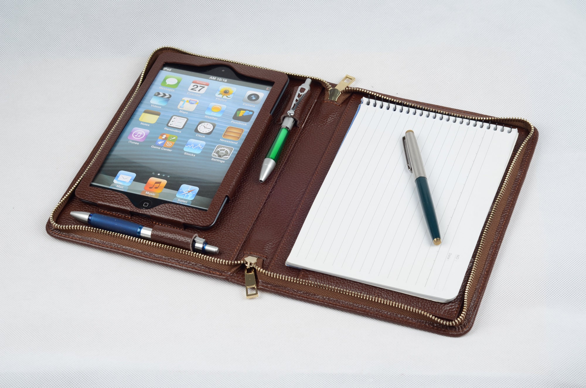 iPad mini zipp case / Leather iPad mini folio / Handmade leather mini –  Luscious Leather NYC