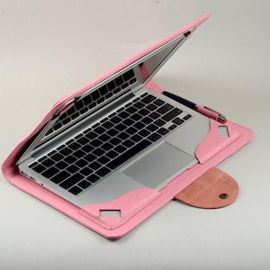 Lady Pink Leather Apple MacBook Air Sleeve draagtas en simplism case voor het dragen van MacBook Air 11 en 13 inch volnerfleer