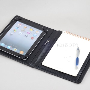 iPad Leather Cover Notepad Paper Pad Simplism Sleeve Portfolio Case with Writing Pad, iPad folio Cover with Photo Pocket for iPad
