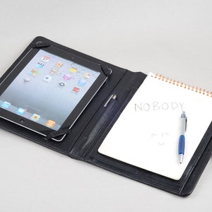 iPad Leather Cover Notepad Paper Pad Simplism Sleeve Portfolio Case with Writing Pad, iPad folio Cover with Photo Pocket for iPad