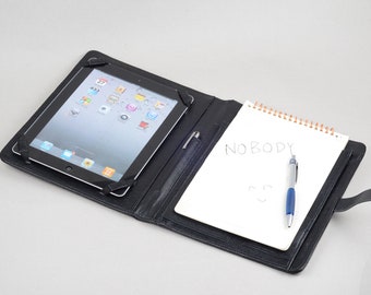 Leather iPad Folio Cover,iPad Sleeve Case with A5 Note Pad & Photo Pocket