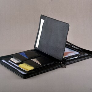 Porte-documents en cuir avec poignée pour iPad mini, étui portefeuille de transport pour iPad mini avec bloc-notes A5, cadeau personnalisé en cuir véritable