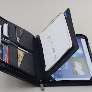 Black Samsung Galaxy Tablet Leather Folio Cover Case,Carrying Exquisite Brieface with A5 Writing Paper Pad,Galaxy Tablet Sleeve Cover