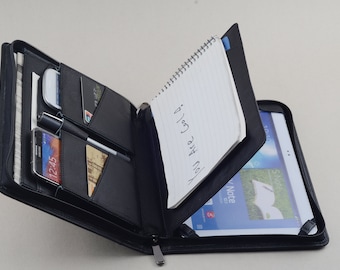Black Leather Samsung Galaxy Tablet Folio Case: A5 Notepad Business Portfolio