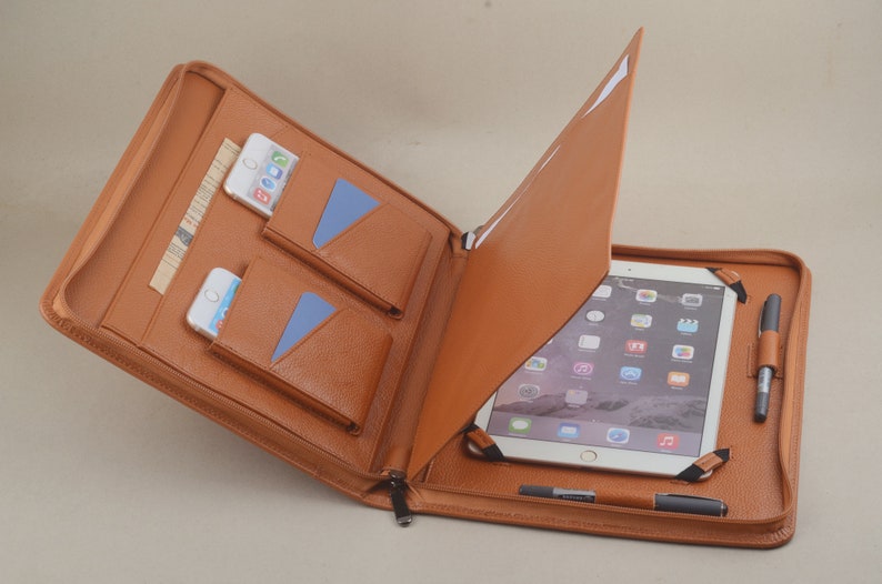 IPad Leather Portfolio Case with NotepadFull Grain Leather Etsy