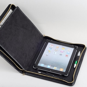 Cartera con cremallera para iPad con soporte para bloc de notas y funda para escribir, iPad Pro con soporte para lápiz para iPad de Apple, funda de cuero para negocios
