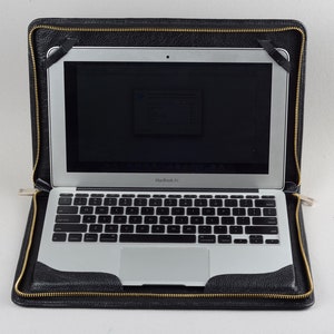 Macbook Pro Sleeve Leather Zipper Business Carrying Briefcase, Housse de portefeuille en cuir de vachette pour ordinateur portable, Macbook Zipper Folio Folder