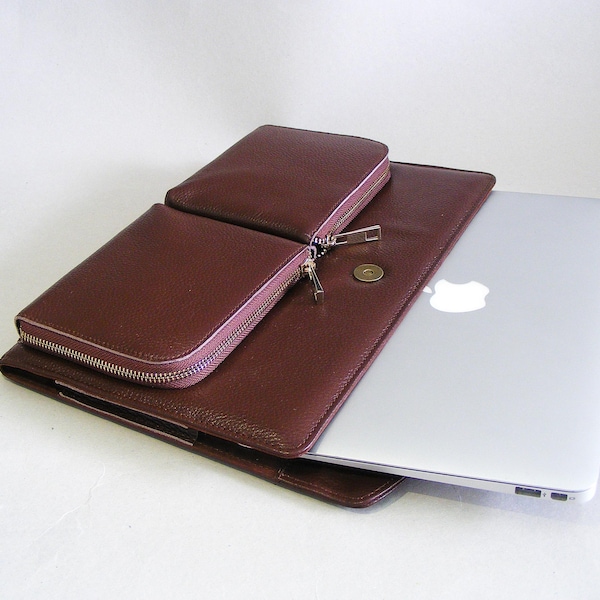 Full Grain Leather Macbook Pro Briefcase: Executive Laptop Business Case