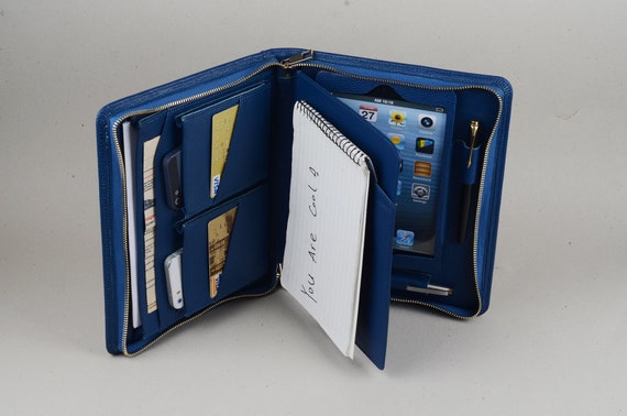 Portfolio Case for iPad Mini 6 - Royal Blue - Granulated Leather