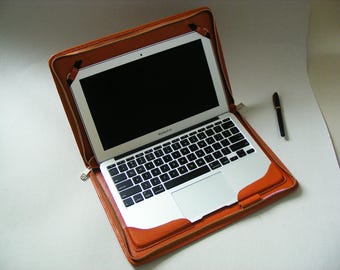 Leather Macbook Pro Sleeve Case,Zippered Business Portfolio Personalized